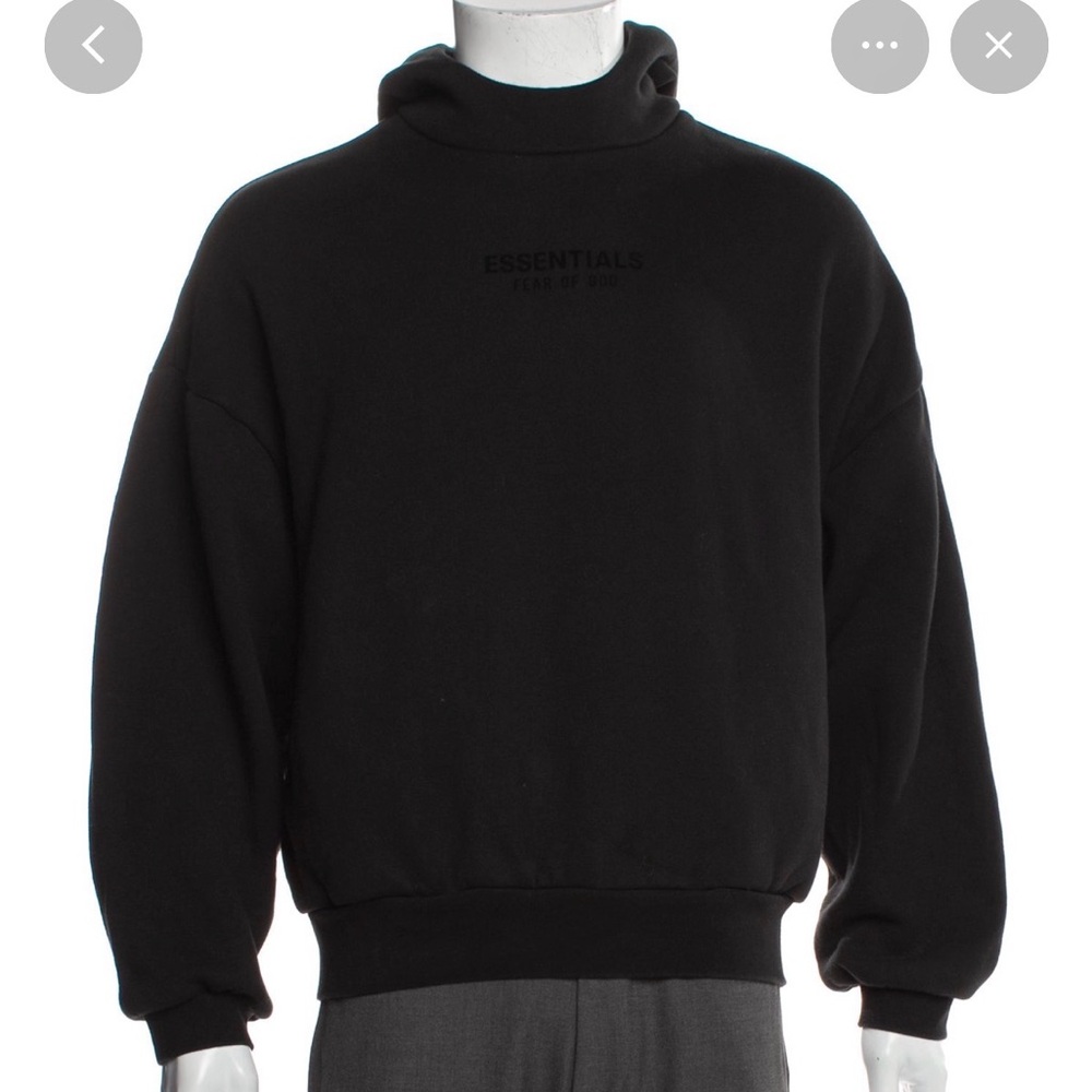 Fear of God Essentials Black and Cream Turtle neck hoodie
